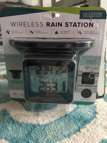 Wireless Rain Station &  Time Calendar Indoor Temperature La Crosse Technology