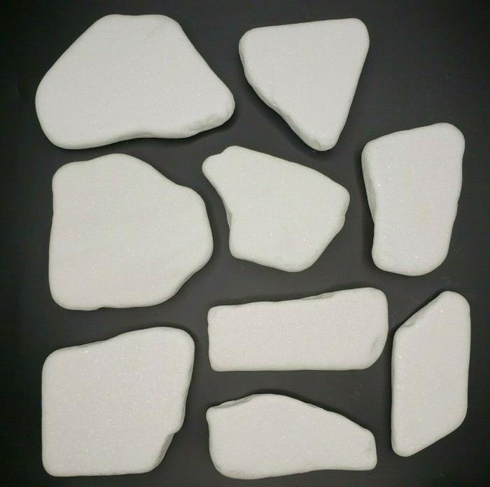 9 Greek Sparkling Santorini Stones White Flat Smooth Rocks With 5 Stands