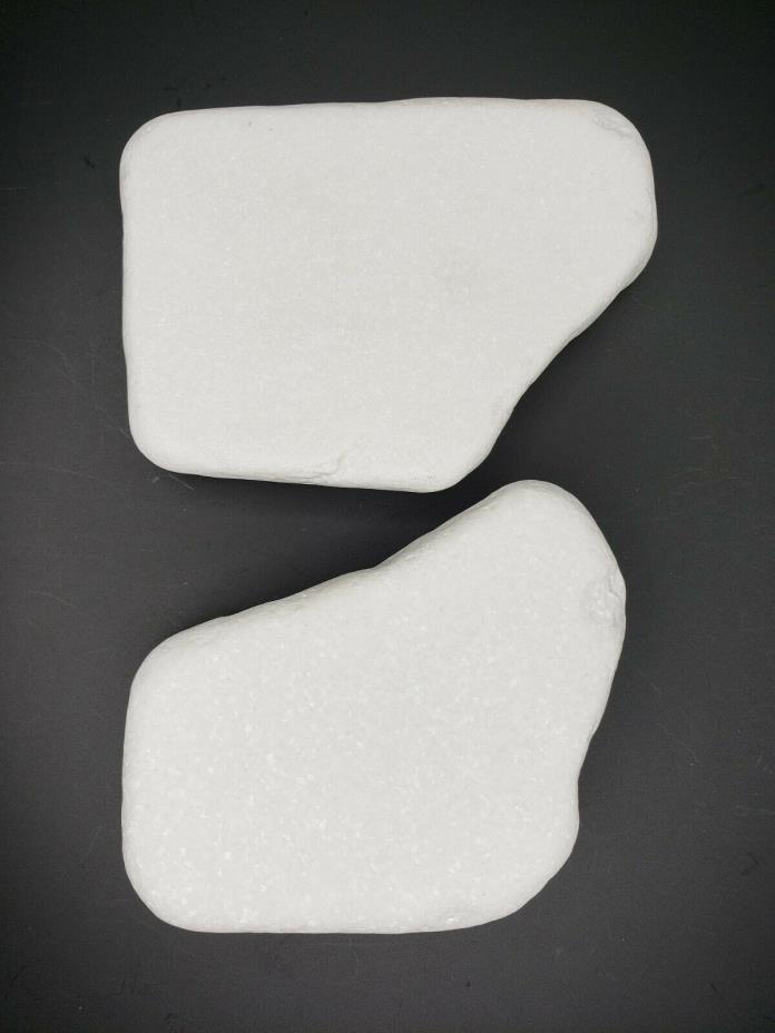 2 Medium Greek Sparkling Santorini Stones White Flat Smooth Rocks With Stands