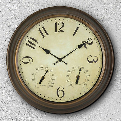 Outdoor/Indoor Clock 40.6cm (16 in.) Diameter, Thermometer and Hygrometer