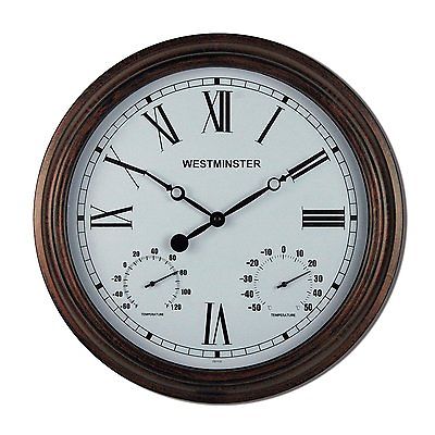 Luster Leaf 20053 Henley Outdoor/Indoor Clock with Thermometer 16 Inches