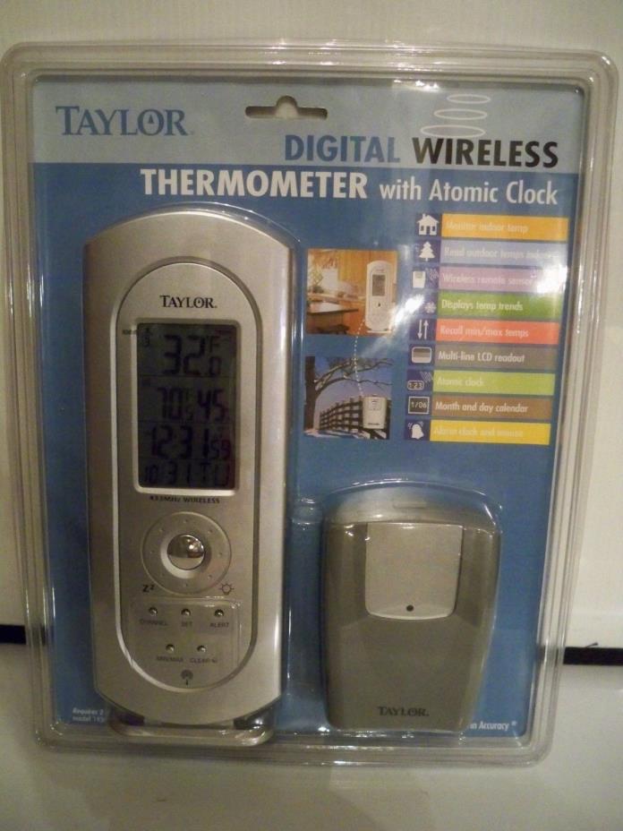 TAYLOR DIGITAL WIRELESS THERMOMETER WITH AROMIC CLOCK - MODEL 1434-9