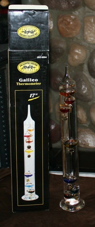 Enchanted Gardens Patio 17 Inch Galileo Thermometer Multi Color Floats Gold Tags