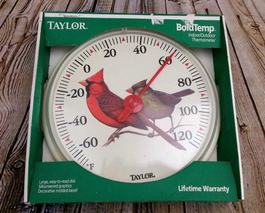 TAYLOR Wall Thermometer Birds Red Cardinals 12