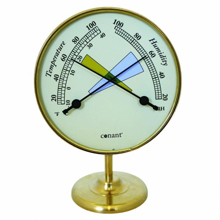 Conant Brass Vermont Comfortmeter Hygrometer and Thermometer - COMF1LFB
