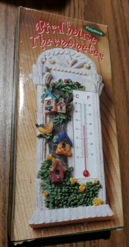 Polystone Birdhouse indoor Outdoor thermometer Cute Look :)
