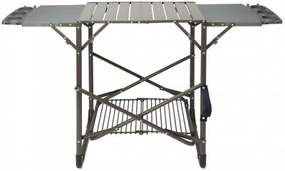 Take-Along Grill Stand W/ Storage Shelf Outdoor Portable Grilling Cart Black