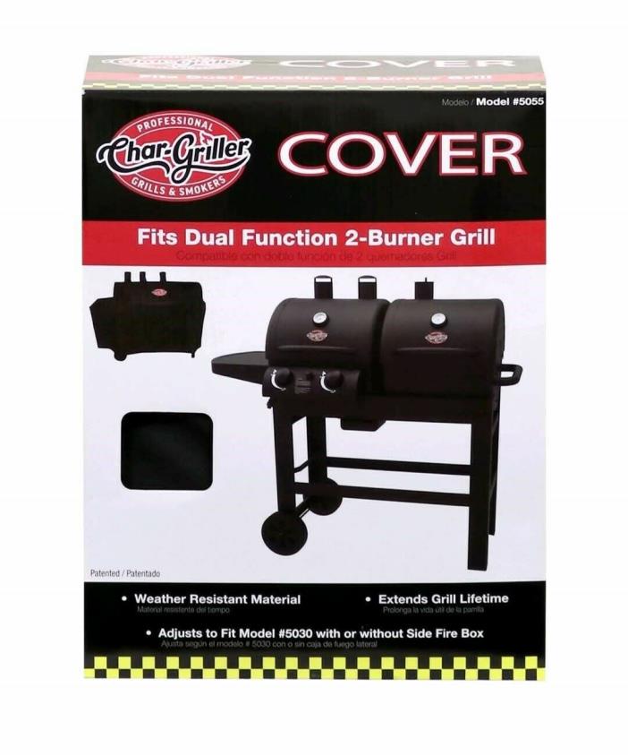Char-Griller 5055 Grill Cover Dual Function 5030 2 Burner Gas & Charcoal New!