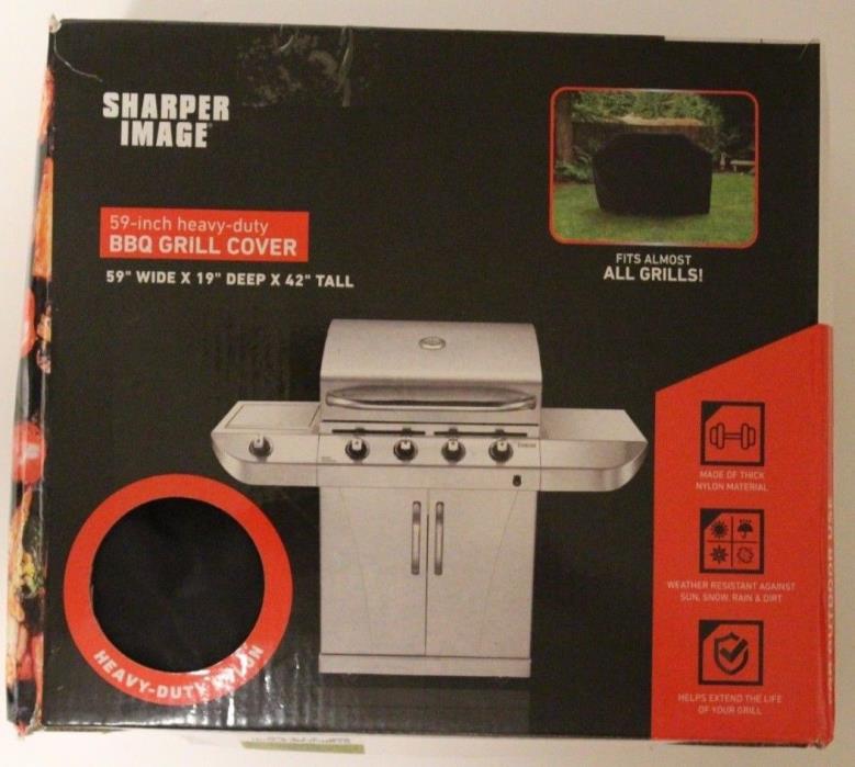 New SHARPER IMAGE BBQ Grill Cover Heavy-Duty Weather Resistant Velcro Straps