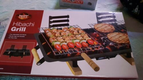 SMOKIN' Grill brand Steel Hibachi Charcoal Grill, Black brand new factory sealed