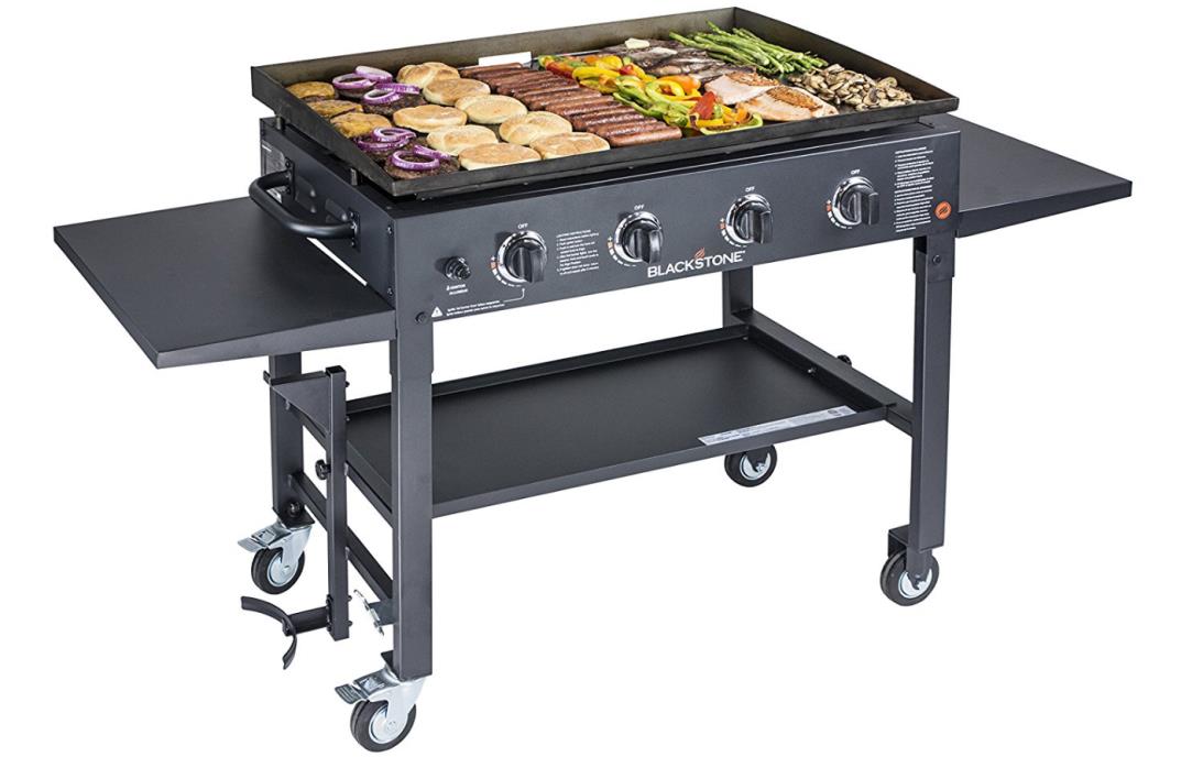 4 Burner Commercial Propane Gas Grill Flat top Stainless Steel BBQ Cooker Lawn