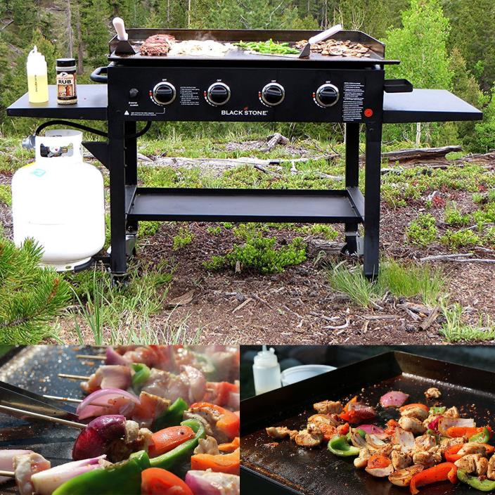 Outdoor Gas Grill Flat Top 4 Burner Portable Griddle Propane Stainless Steel New