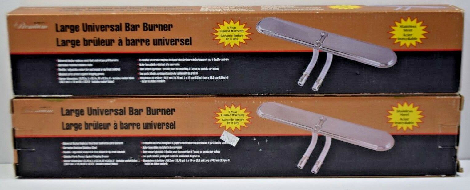 2 Premium large universal bar gas grill burners 19.75 in L x 5.5 in W x 6.5 in H