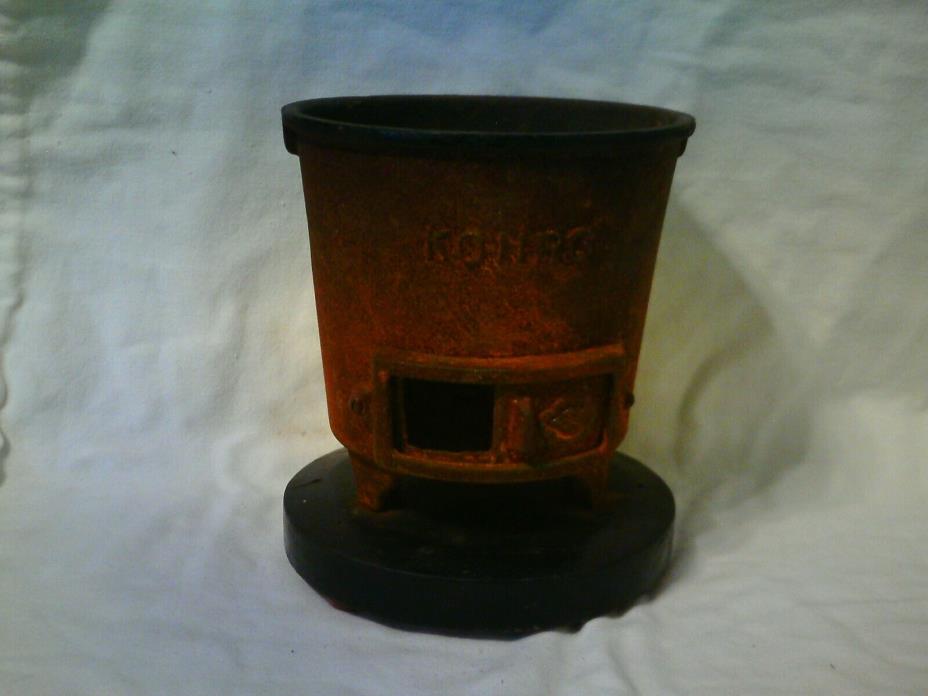 Mid century Japanese cast iron Konro personal Hibachi grill used retro