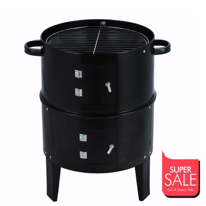Charcoal Water Smoker Grill Outdoor BBQ Barbecue Cooker Backyard Camping Patio
