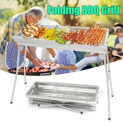 Fold Barbecue Charcoal Grill Stove Shish Kabob Stainless Steel BBQ Patio Camping