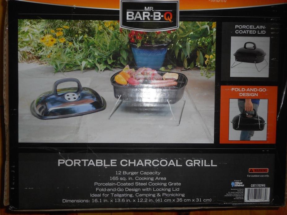 Mr BAR-B-Q Portable Charcoal Grill 12 Burger Capacity Fold and Go Design New