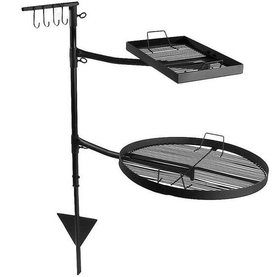 Dual Grate Campfire Cooking Swivel Grill System - Durable Steel, Heat Resistant