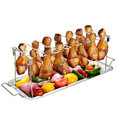 G.a HOMEFAVOR Chicken Leg Wing Rack 14 Slots Stainless Steel Metal Roaster Stand