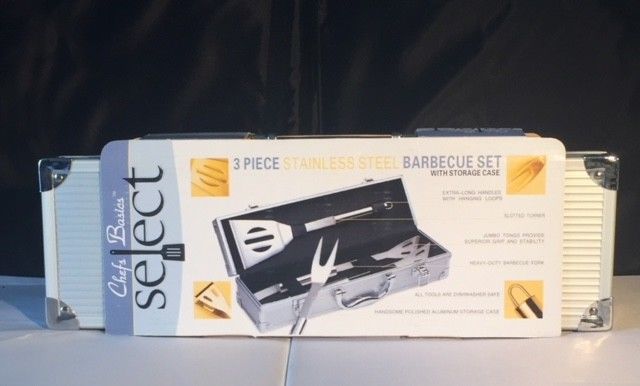 Chefs Basics Select 3 Piece Stainless Steel Barbecue Set with Storage Case