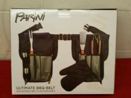 Parini black ultimate BBQ  grill utensil belt with towel & mitt etc