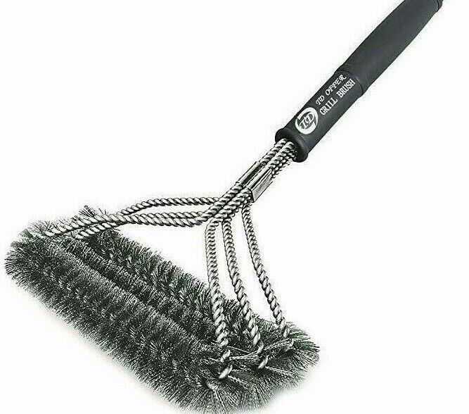 TD OFFER BBQ Grill Brush with Storage Bag - 18in Stainless Steel Bristles