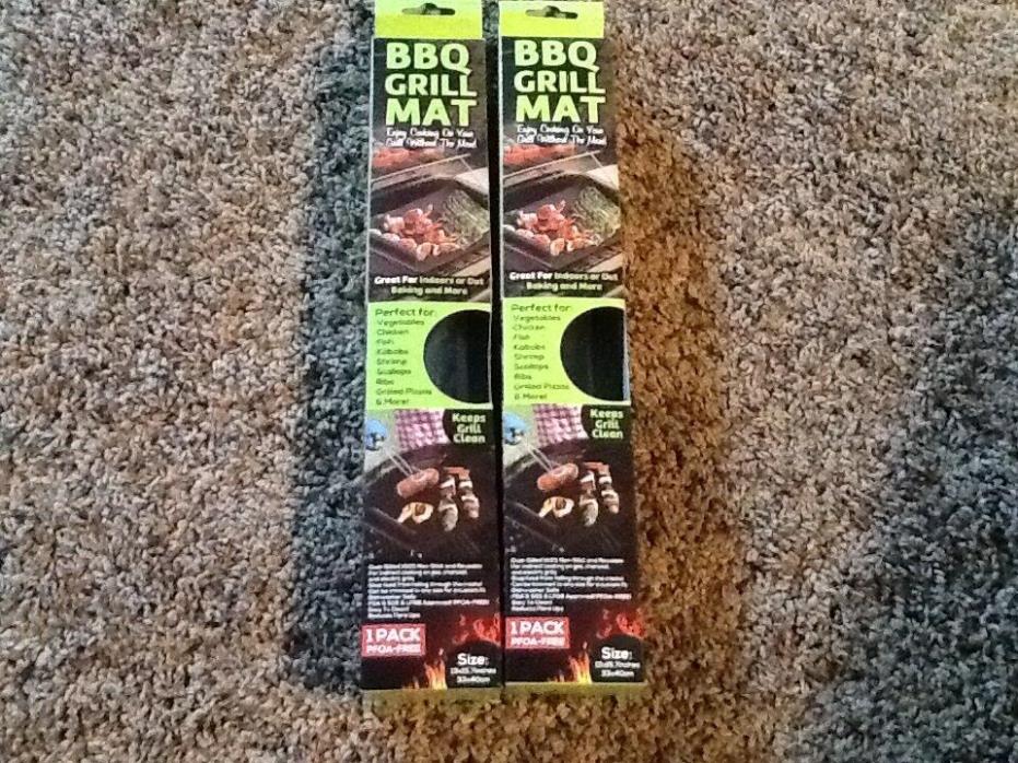 BBQ Grill Mat - 100% Non-stick and Reusable - Reduces Flare-ups set of 2