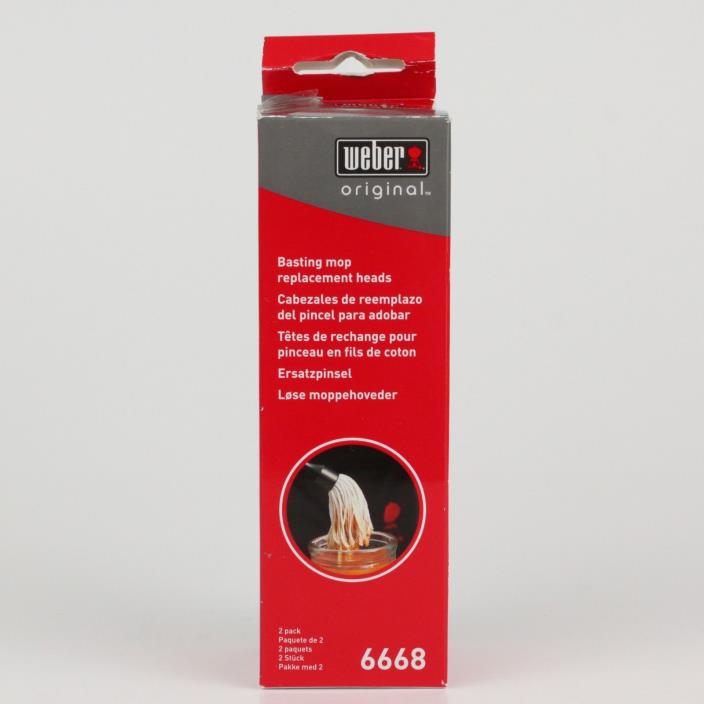 NEW Weber Original BBQ Basting Mop Brush Replacement Heads 2-Pack 6668 Barbecue