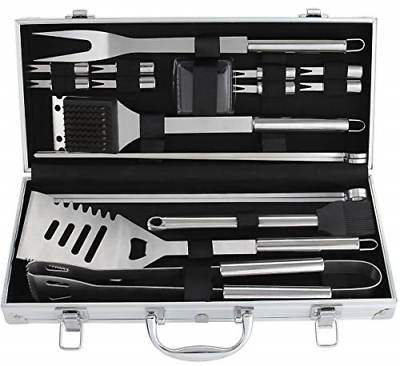 ROMANTICIST 19Pc Heavy Duty Stainless Steel BBQ Grill Tool Accessories Set in -