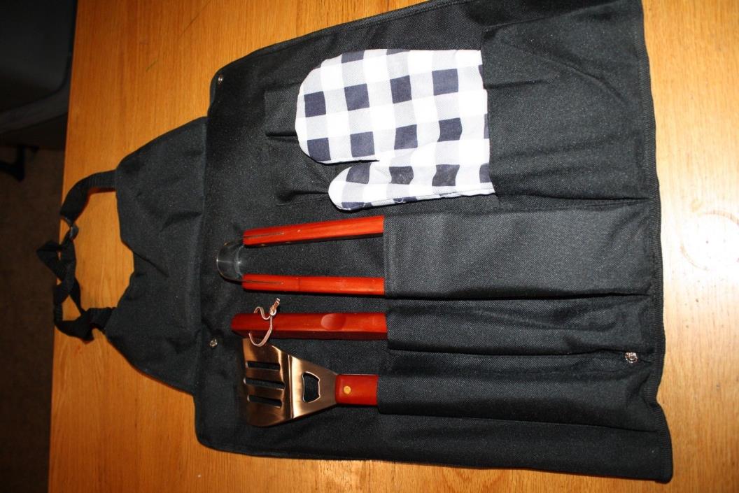 BBQ Apron Utensil Pot holder Storage Carrier Summer Set 5 pc set