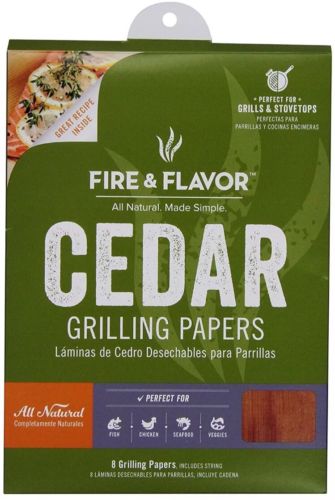Fire & Flavor Cedar Wraps 8 Papers 2 Ounce Package  8.5 x 6.25 Inch