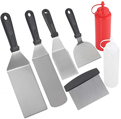 POLIGO Professional Spatula Set in Packing Box - 7pcs Commercial Grade Stainless