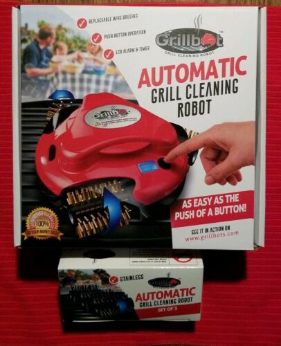 GRILLBOT AUTOMATIC BBQ GRILL CLEANING ROBOT PUSH BUTTON OPERATION RECHARGEABLE