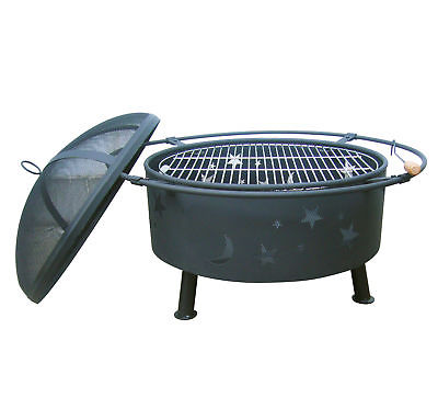 Backyard Expressions Moon and Star Steel Wood Burning Fire pit