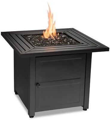 Endless Summer Weather-Resist Steel Propane Outdoor Fire Pit Table Hidden Panel