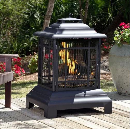 Outdoor Patio Firepit Backyard Deck Fire Pit Chiminea Wood Burning Fireplace NEW