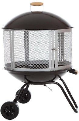 Fire Sense Patio Fireplace Steel Grate Porcelain Enamel Bowl Adjustable Air Vent