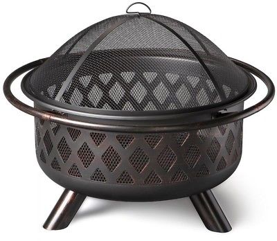 Endless Summer 36 Fire Pit Lattice Portable Steel Grate Wood Burning 360° View