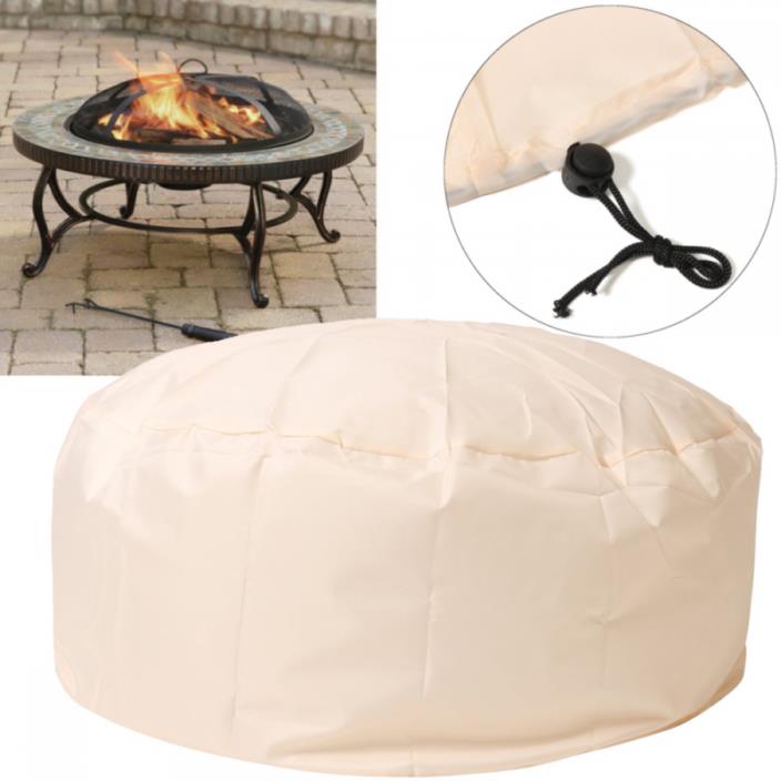 Essort Fire Pit Cover, 37'' Patio Round with Drawstring UV Resistant Waterproof