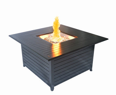 SunHeat Lp Firepit Heater 45in 42k btu Aluminum Square Patio Deck Black Hammered