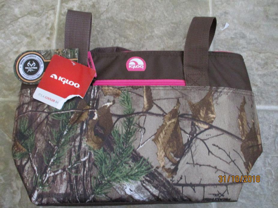 IGLOO SOFT SIDED COOLER TOTE REALTREE EXTRA FRONT ZIP POCKET BROWN