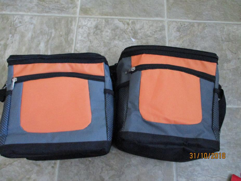 LOT OF 2 NEW SOFT SIDED COOLER WITH 1 OUTSIDE ZIP POCKET AND 2 MESH SIDE POCKETS