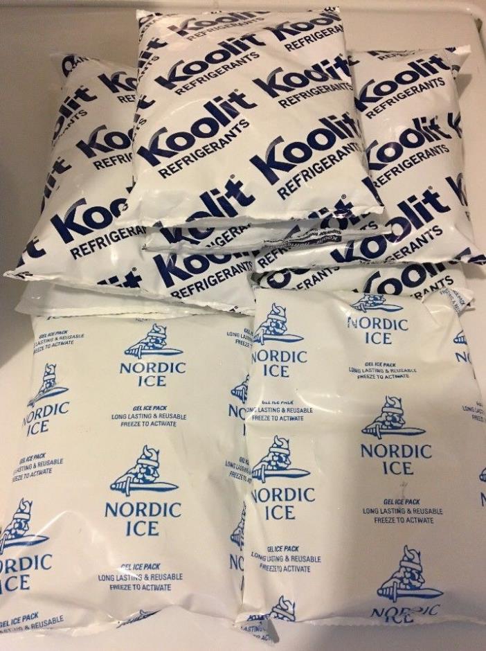 LOT of (10) Nordic Ice/Koolit Freezer Gel Packs Reusable