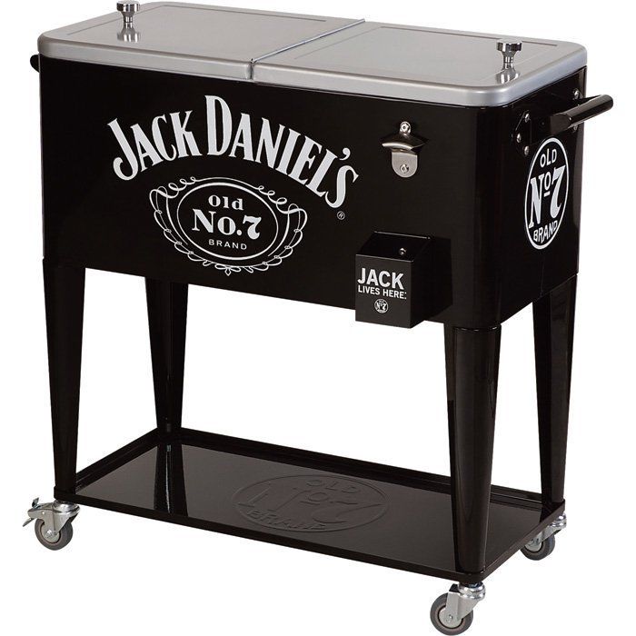 Jack Daniels 80 Qt Rolling Party Ice Cooler Beverage Chest Wheeled Bottle Opener