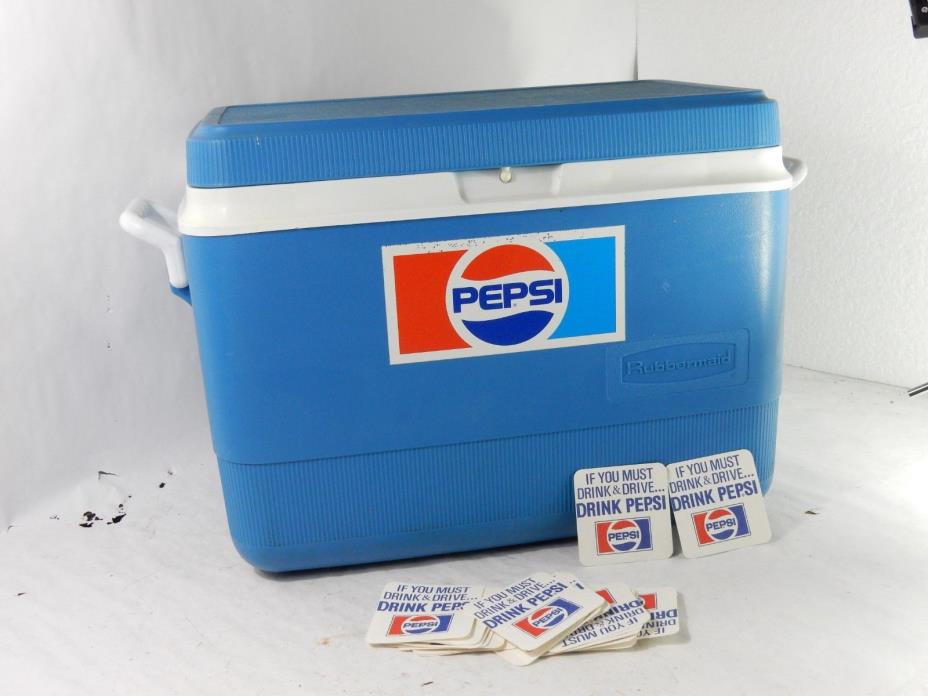 Vintage Pepsi Cooler Rubbermaid Model 1946 48 QT Plastic Retro Chest Cooler Blue