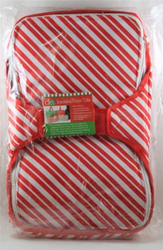 Tote Insulated Bag Picnic Storage Zippered Red White Stripe  BRAND NEW