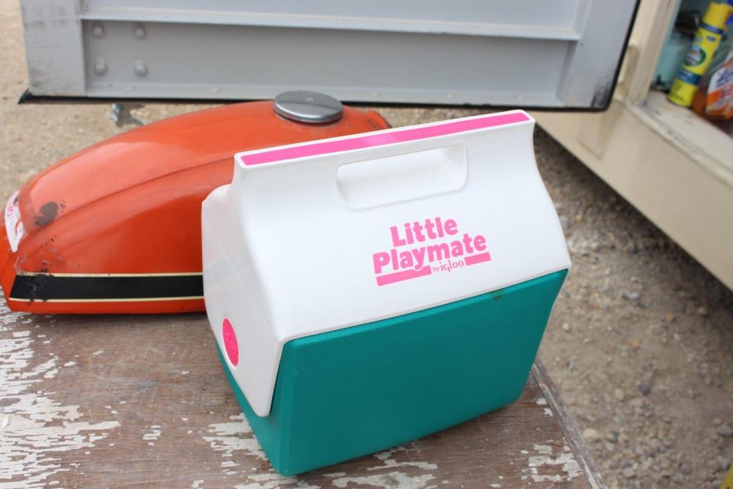 Vintage Little Playmate IGLOO Mini Cooler Push Button 90's Teal Pink Lunch Box