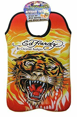 Ed Hardy Christian Audigier Tiger Flame Beverage Tote Wine Water Cooler Bag