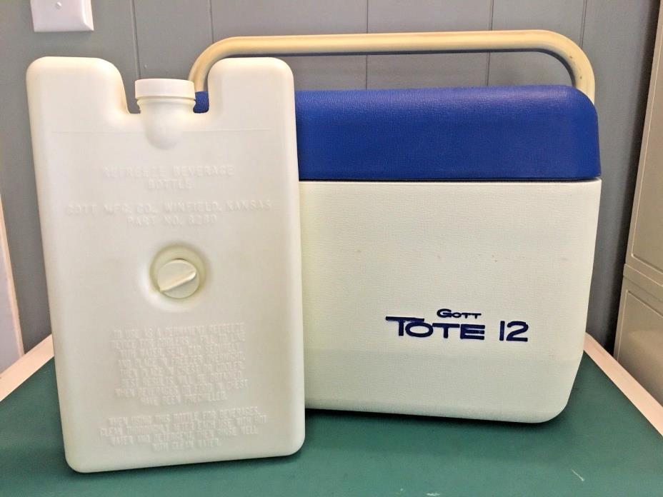 GOTT TOTE 12 Personal Cooler #1812 BLUE White Water Freeze Bottle 8280 Ice 12 Qt