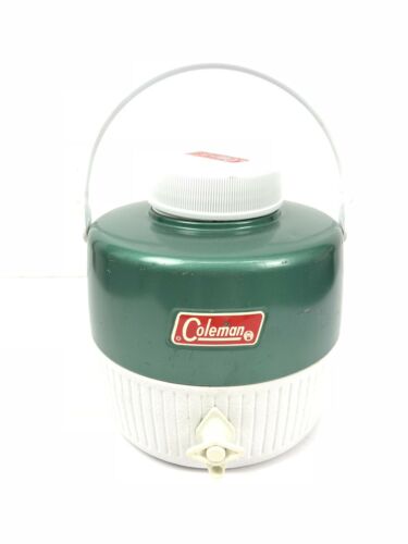 Vintage 70's Coleman Water Cooler Jug Green White 1 Gallon Camping Picnic Sports